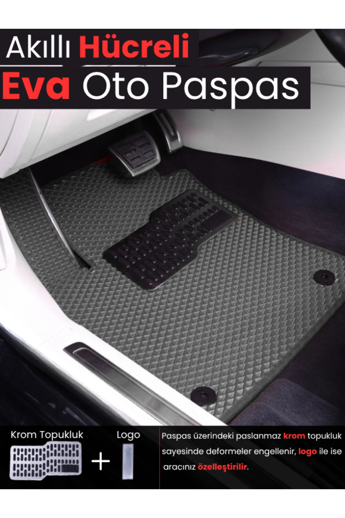 HONDA-JAZZ-HATCHBACK-(2002-2008) İÇİN EVA İÇ PASPAS TAKIMI (METAL TOPUKLUK DAHİL)